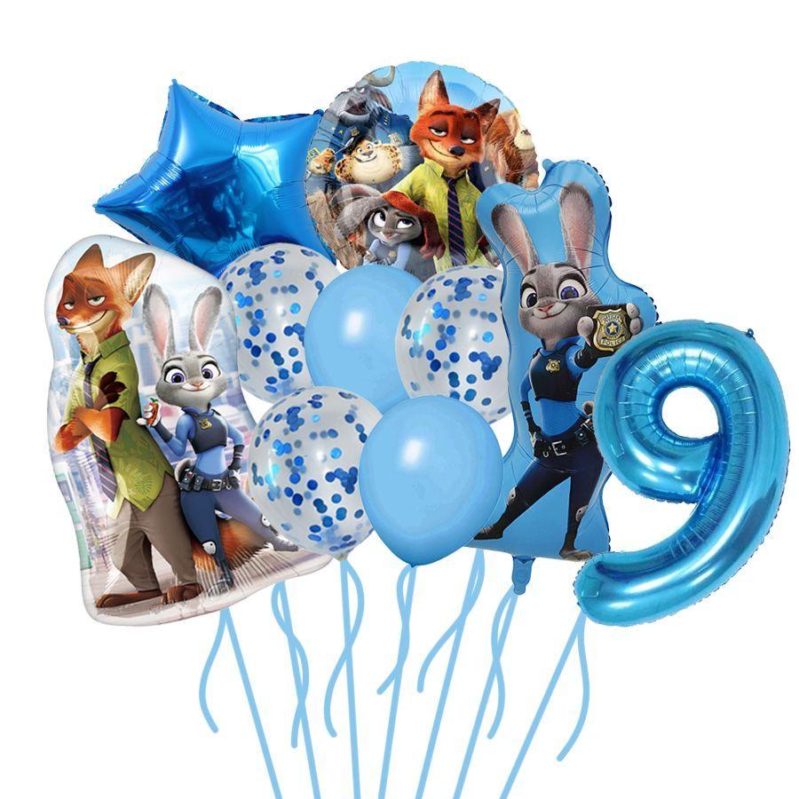 

Набір цифрових повітряних куль для тематичної вечірки з нагоди дня народження в стилі Зверополіс. Предмети для прикраси на перший день народження дитини. Digital Set 9