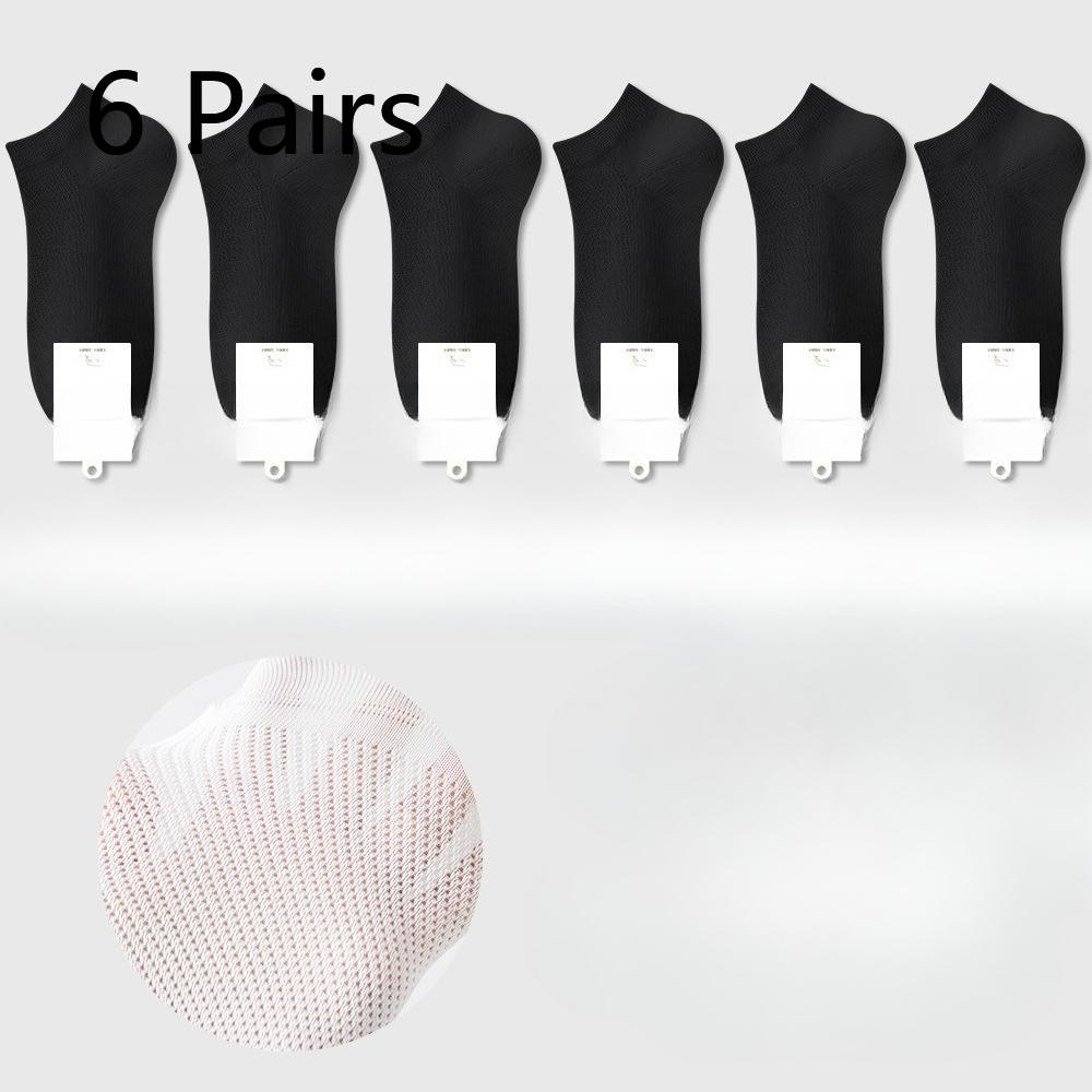 6 Pairs of Women's Summer Thin Cotton Boneless Deodorant Sweat Absorbing Heel Mesh Boat Socks