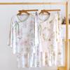Nuovo Set Pigiama da Donna in Cotone Viscosa Primavera/Estate Bottone Cinese Arredamento per la Casa Set Due Pezzi con Stampa Sottile Pigiama