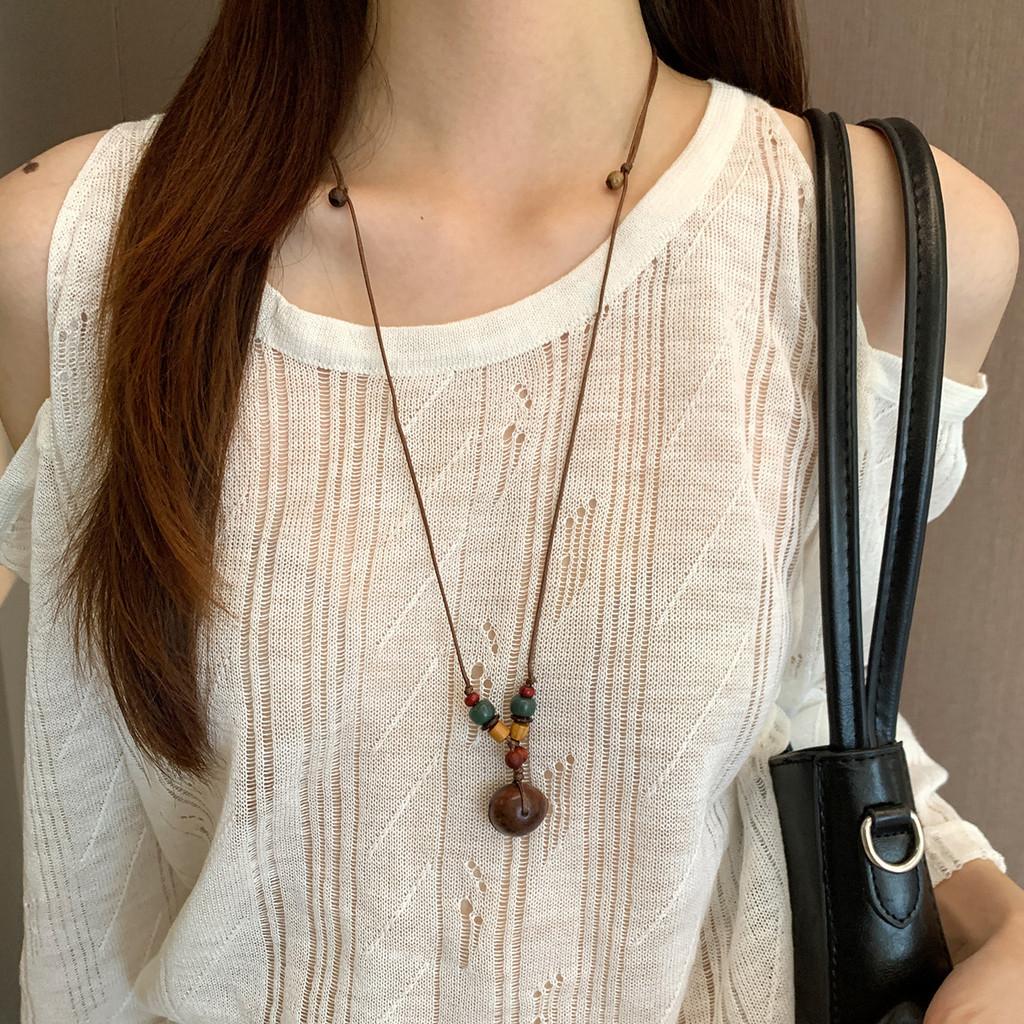 Bohemian Acorn Resin Necklace With Geometric Pendant For Women Summer Fashion