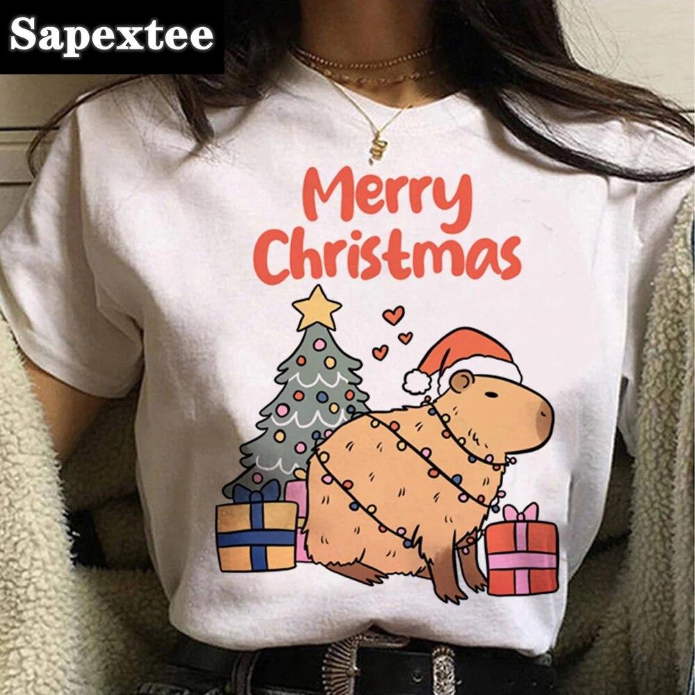 Tričko Capybara Funny Capy narodeniny Grafika Ženy Neformálne Vintage tričká Roztomilá kreslená potlač Streetwear Ženy Tričká s krátkym rukávom