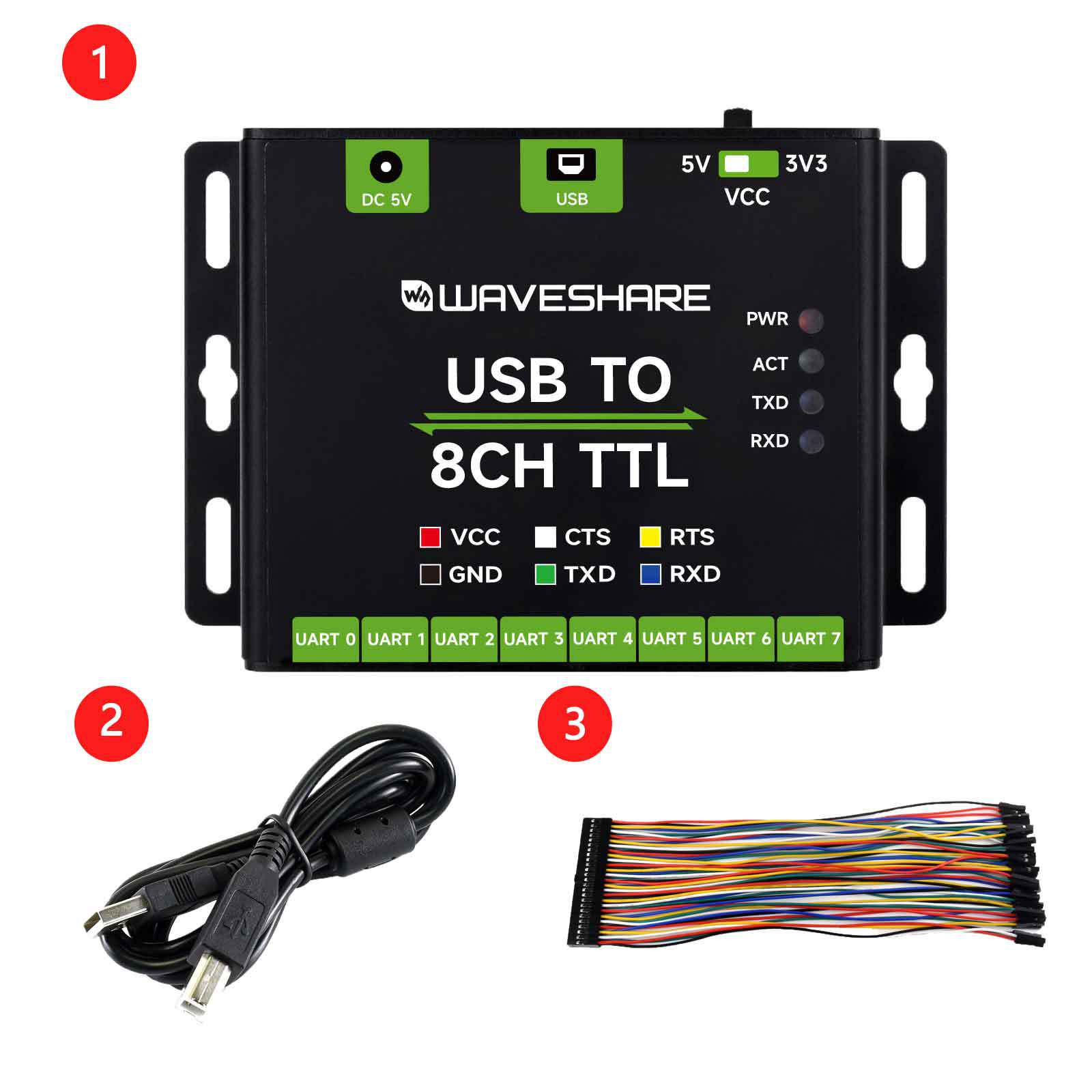 

Модуль USB до 8-канального TTL послідовного інтерфейсу з UART, сумісний з багатьма системами та з покращеним захистом