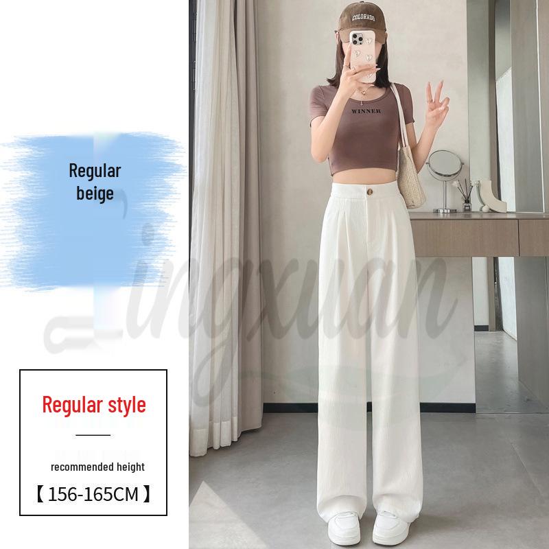 Real Shot 2026 Summer Ice Silk Sun Protection High-Waist Wide-Leg Suit Pants for Women