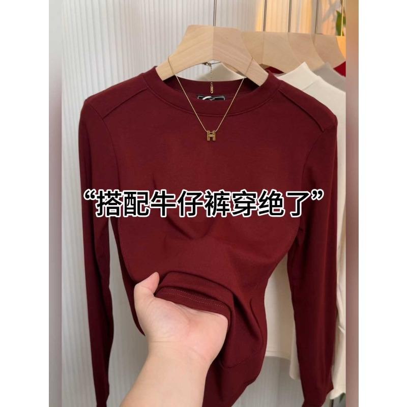Small stand-up collar polished bottoming shirt women's spring design fish bone front shoulder long-sleeved shirt solid color top