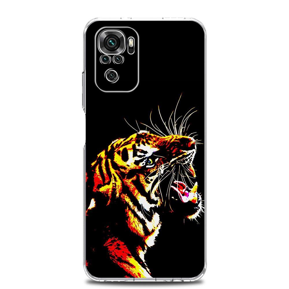 New Square Clear Soft Phone Case For Xiaomi Redmi Note 12 11 9S 9 8 10 Pro+ 7 8T 9C 9A 8A K40 Gaming Cover Tiger neon Leopard