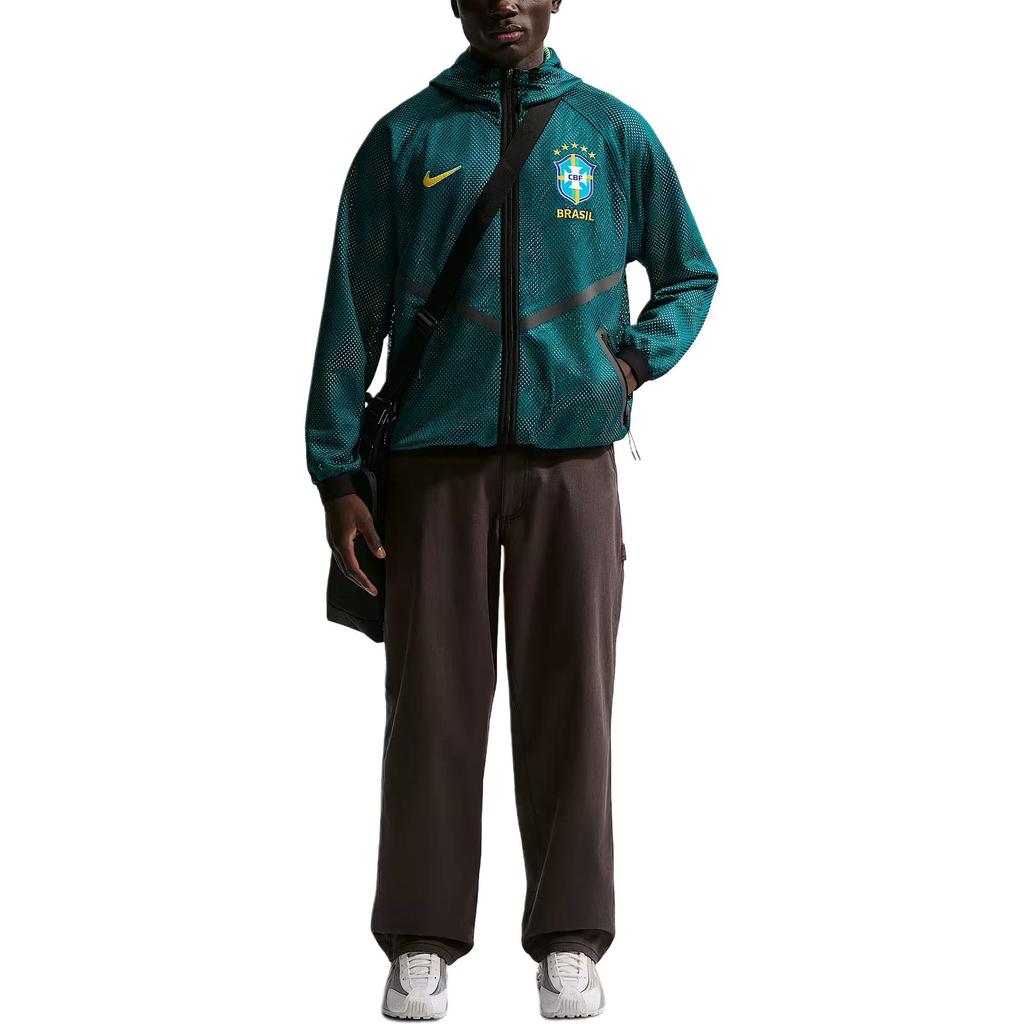 Nike Dri-Fit Anthem Brazil Team Oversized Breathable Football Zip Hoodie Long Sleeve Quick-Dry Shirt Men Tops IH1757-369