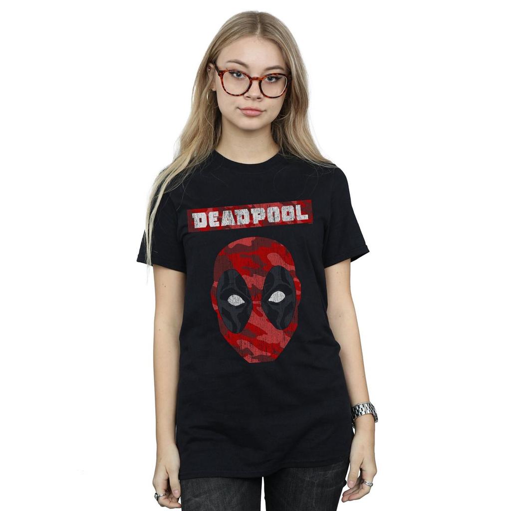 Marvel Womens/Ladies Deadpool Camo Head Cotton Boyfriend T-Shirt
