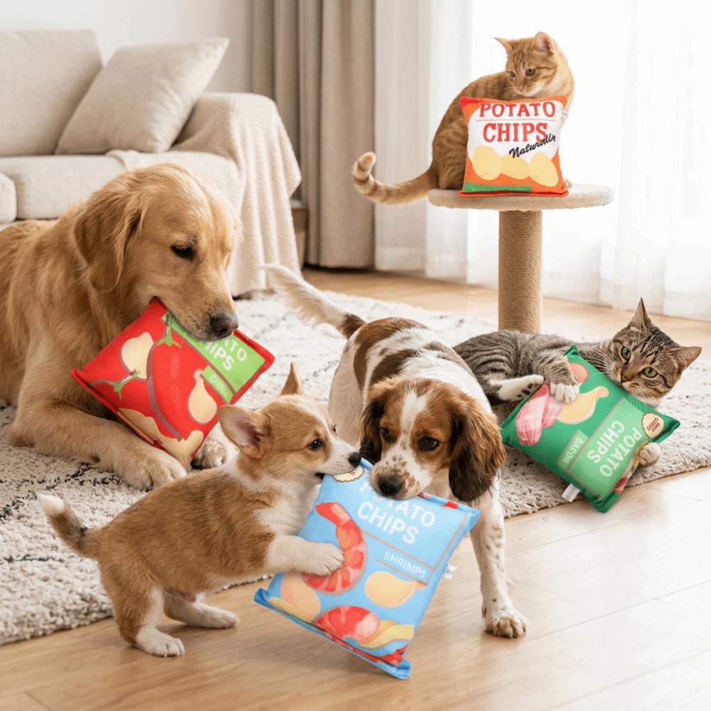 Crinkle Paper Inside Cat Molar Chew Toy Dog Squeaky Plush Toy Puppy Training Interaction