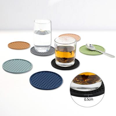 Set Of 6 Silicone Coasters For Drinks Dual-Sided Round Cup Mat Holder Coasters