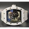Used New Watch Richard Mille Type Quartz Homage Watch Rubber Tonneau White Skeleton