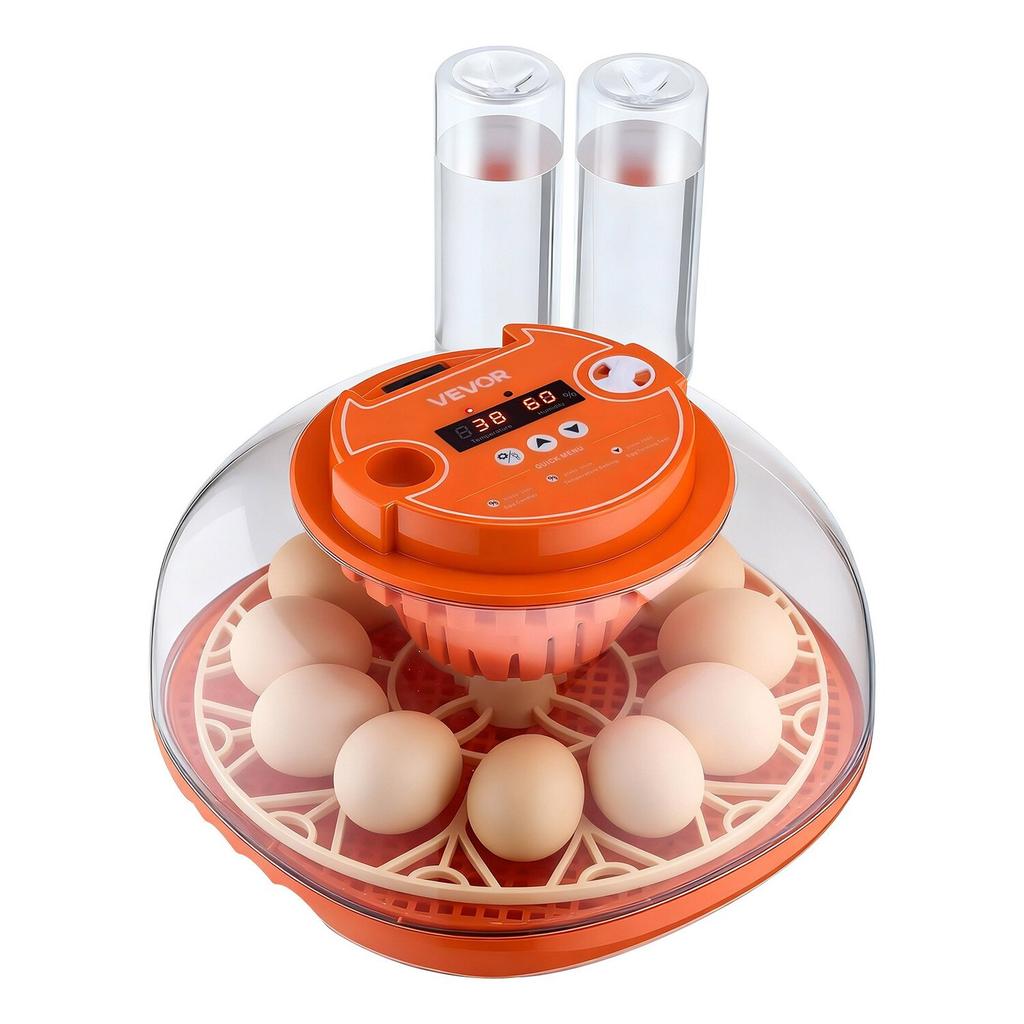 12 Egg Incubator, Automatic Egg Turner with LED Candler, Temperature & Humidity Control, 360° View Clear Window, Poultry Eggs Incubator for Home Farm,
