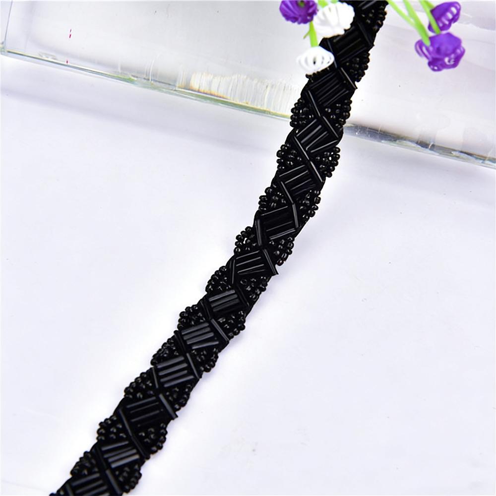 Beaded Pearl Lace Trim Soft Tulle Ribbon Handmade Beading Exquisite Lace Trim For Curtains Sleeve Decoration Bags
