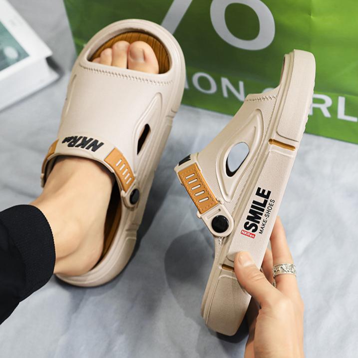 Men's Summer Slippers with Heels Outdoor Anti Slip and Wear-resistant Beach Sandals