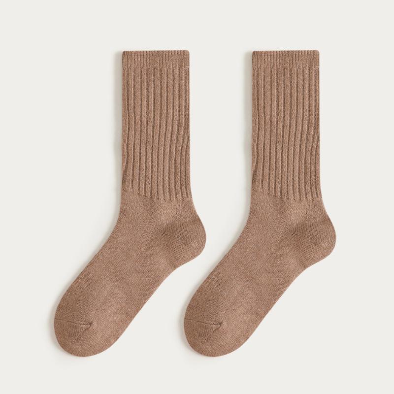 Wool Socks, Women's Mid-calf Socks, Autumn and Winter Thickened and Fleece Warm Cashmere Long Socks, Deodorizing Pile Socks