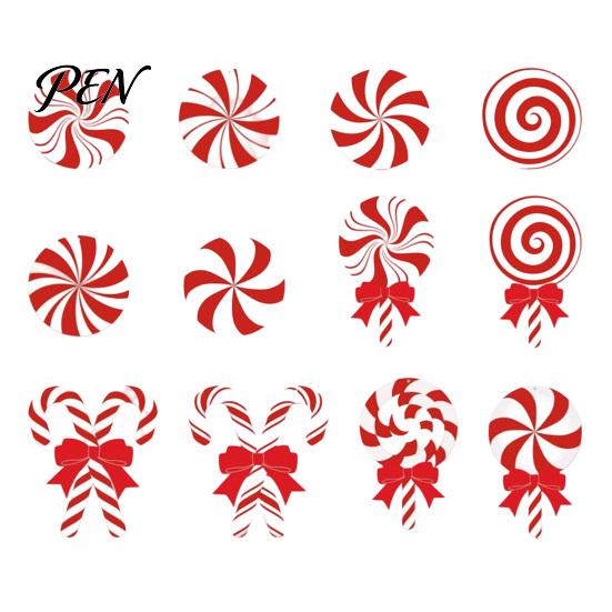 Classic Red White Christmas Ornaments 12/24/36 Pcs Candy Tree Decorations, Lollipop Picks for Tree, Country Style Fireplace Hanging Decor Ornaments,