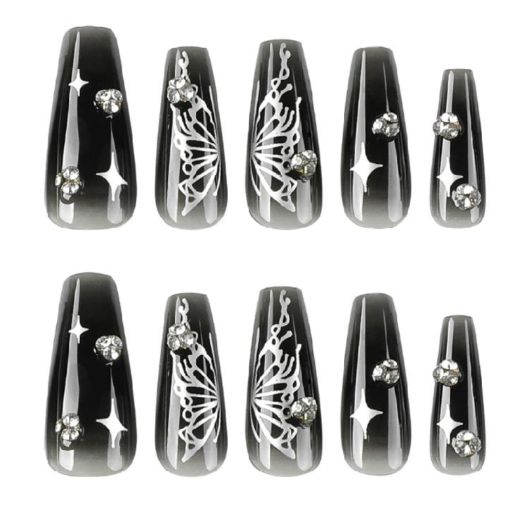 Butterfly False Nails Press On Nails French False Nails DIY Full Cover Nail Tips 1