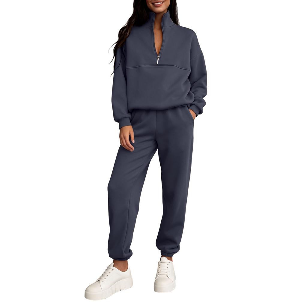Damen 2-teiliges Farb-Freizeit-Sportbekleidungs-Set mit langen Hosen