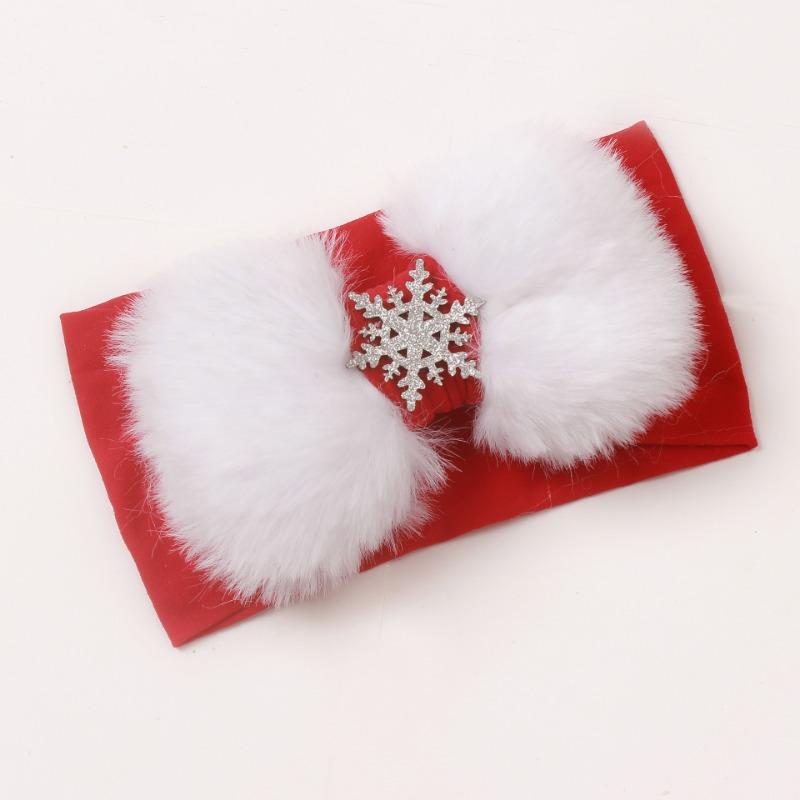 Autumn and winter new baby snowflake plush bow headband, children's creative hair accessories, baby headband