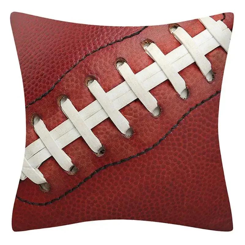 Vikama Sports-Themed Rugby And Basketball Decorative Square Cushion Cover, Suitable For Cars, Sofas, Offices, And Home Decor