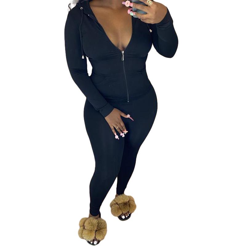 Cardigan subțire cu glugă pentru femei toamnă 2021 și costum sport casual - Stil european și american