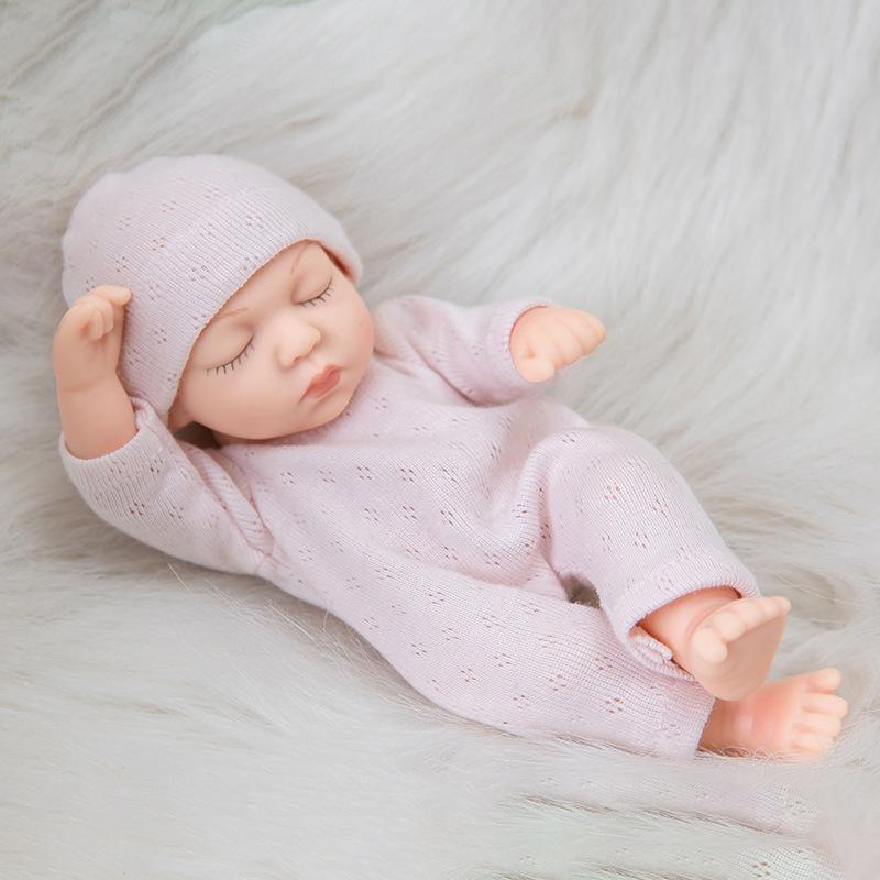 7-inch Simulation Reborn Doll Sleeping with Eyes Closed Palm Dolls Soft and Pinchable Waterproof Vinyl Beibei Doll Cute Mini Girl's Birthday Gift