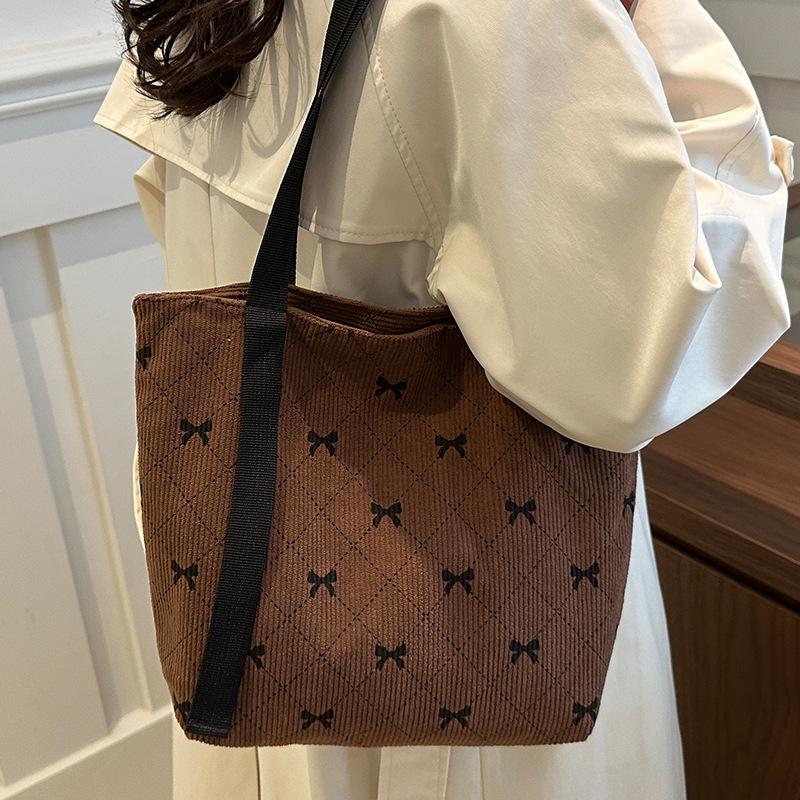 

Вельветовый бант с принтом модная повседневная сумка через плечо в иностранном стиле портативная сумка большой емкости