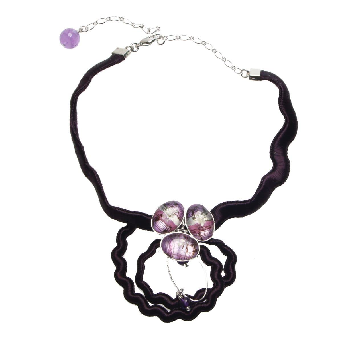 

Ожерелье-чокер Tamarusan Ribbon Note Purple Amethyst для взрослых в античном стиле [TAMARUSAN]