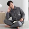 Pyjama Herren Winter Korallenfleece Dreilagig Verdickt Fleece Daunenclip Gepolsterte Jacke Herbst und Winter Super Dick Gepolsterte Homewear