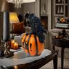 Whimsical Black Crow Pumpkin Statue Long Lasting Resin Art For Porch Or Garden Decor