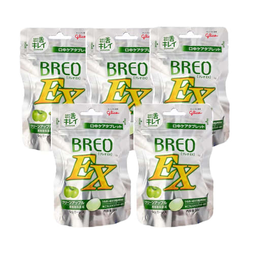

Glico BREO EX Oral Care Tablets (66g x 5 packs), Dental Exclusive (Green Apple)