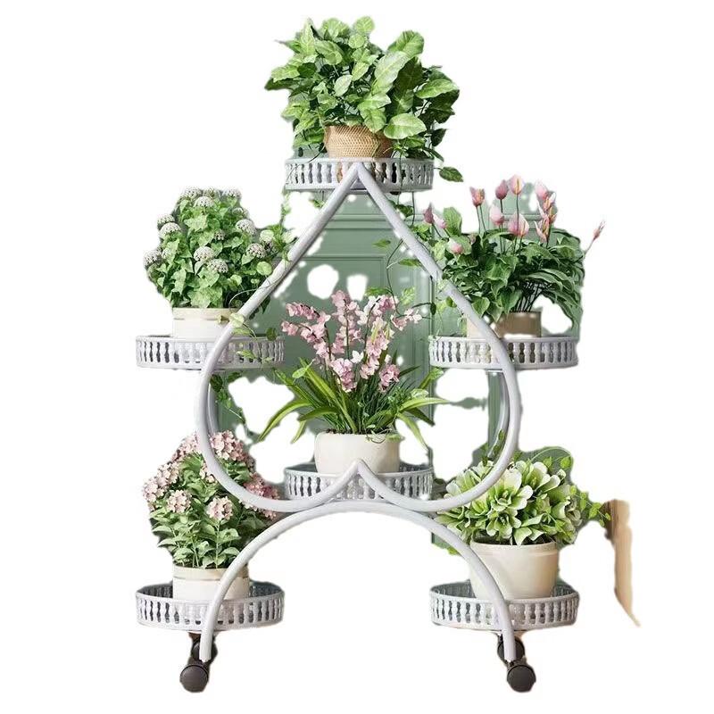Movable Iron Multi-Tier Flower Pot Stand