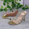 Fashion 2025 Summer Ankle Strap Retro Woman Shoes Beige Heeled Sandals Large Size Square Toe Breathable Original Black Big Low Stiletto