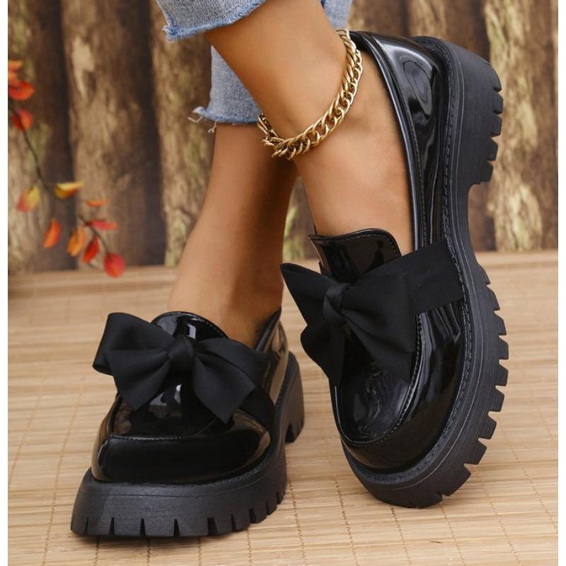 Britský styl platformové mokasíny Dámské nadměrné velikosti Kulatá špička Jednoduché boty Žena Silná podrážka Pu kožené boty Mujer Boty Mary Jane