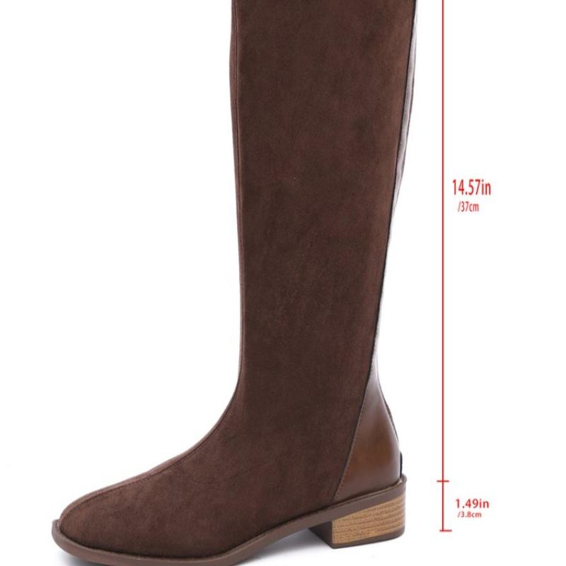 Fashion Patchwork High Boots Simple Brown Long Boots 2024 Shoes for Women Autumn Winter New Round Toe Women's Knee-High Boots