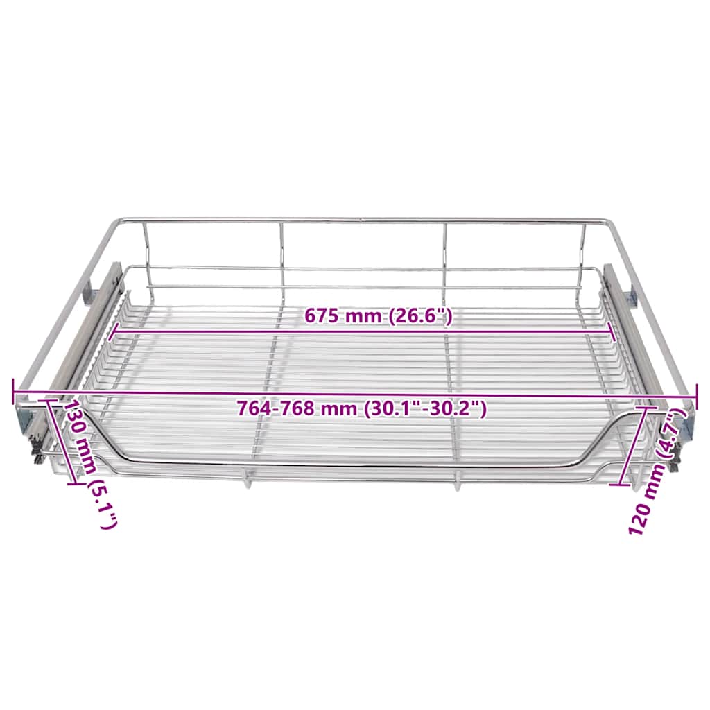Built in Basket Drawer Slides 2 pcs Silver 800 mm