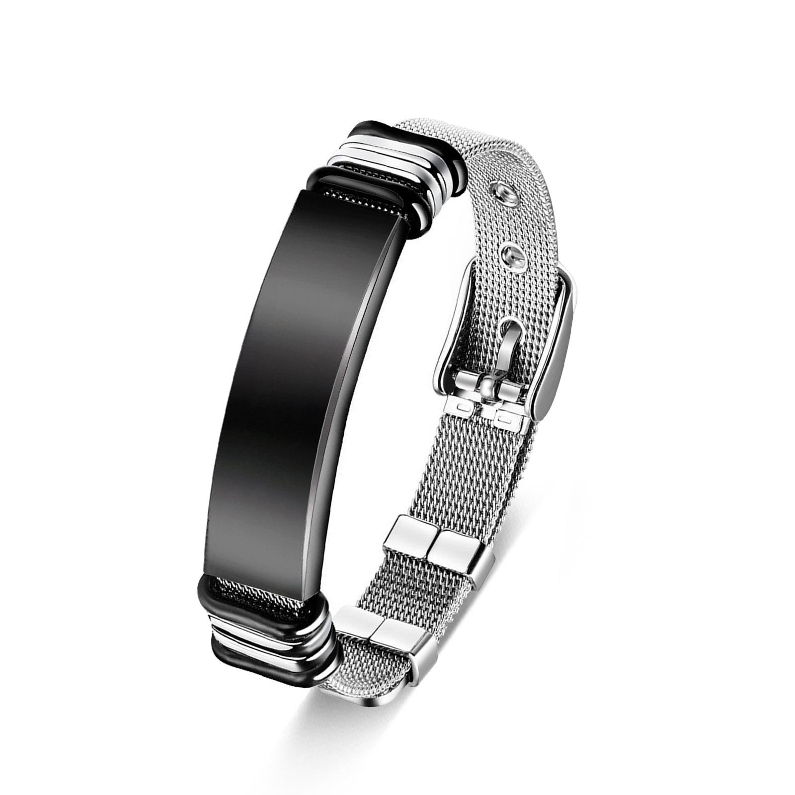 

Adjustable Stainless Steel Mesh Bracelet For Men Women Unisex Couple Wristband Durable Stylish Gift чорний