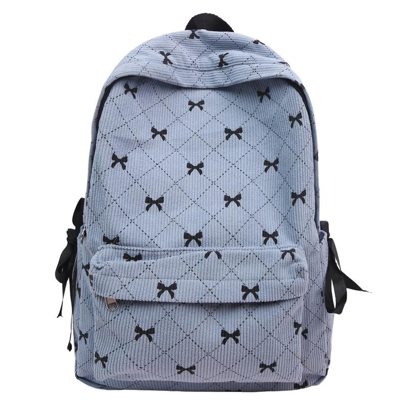 Versatile Corduroy Butterfly Print Backpack - Lightweight, Simple, Casual Design for Students