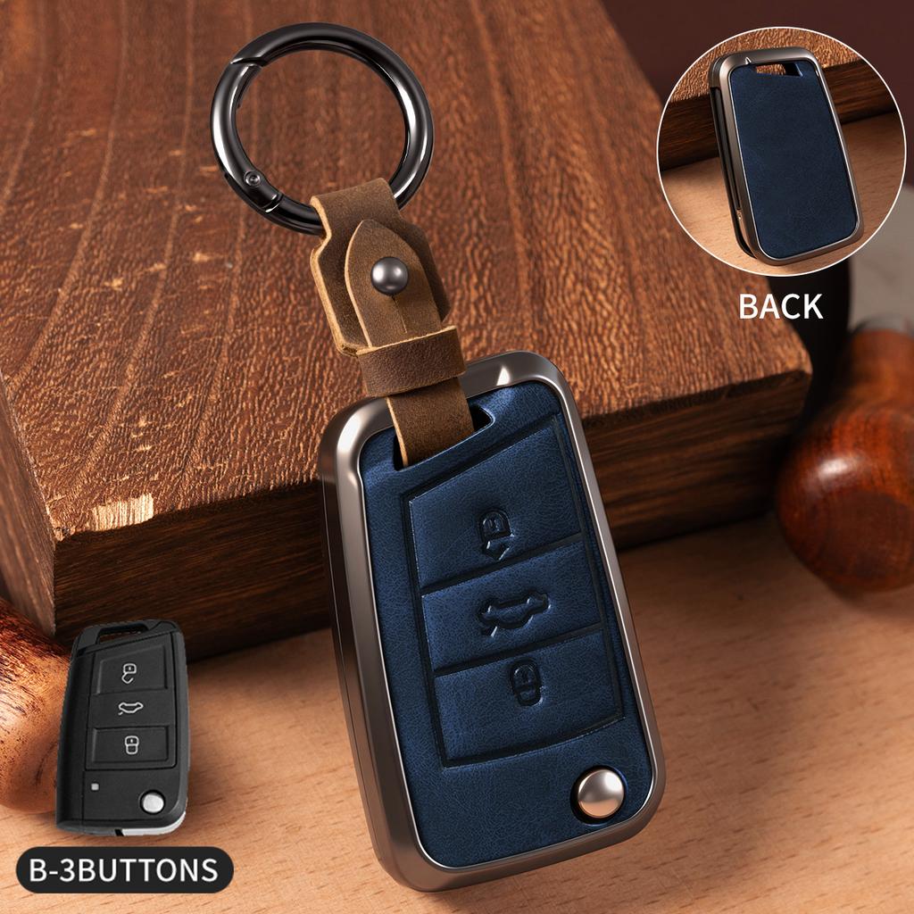 Car Zinc Alloy Flip Key Case Cover Holder For Volkswagen VW Golf 7 For Skoda A5 Fabia A7 Kodiaq Karoq Key Chain