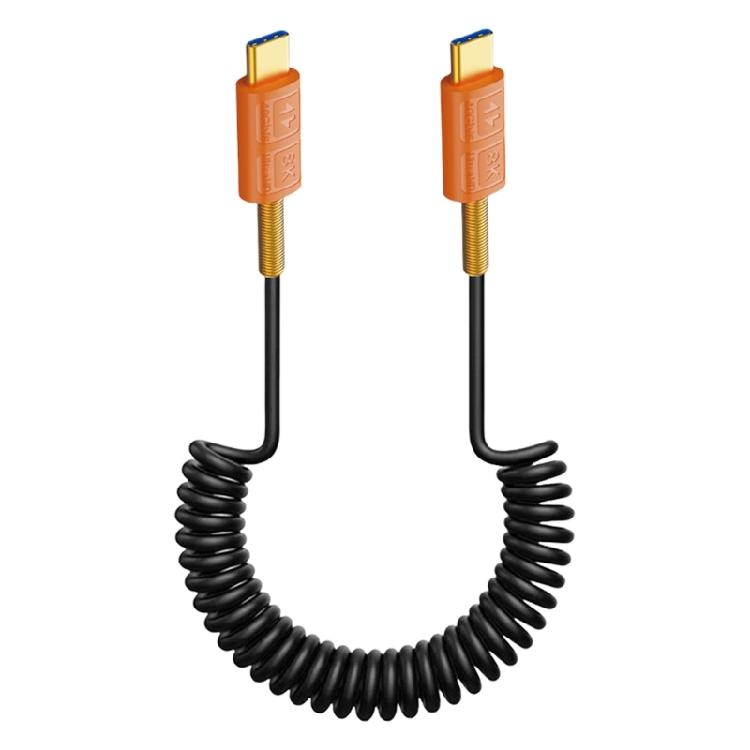 

Double End Type C Charger Wire Male Port USB C Spring Coiled Cable Cord 240W Fast Charging 40Gbps Data Transfer Line