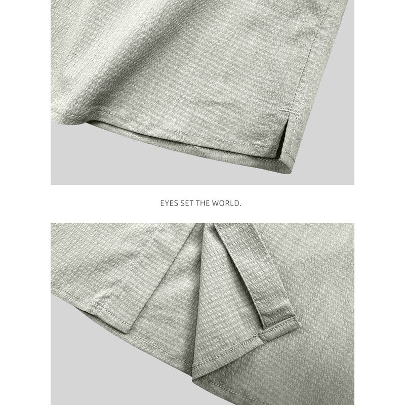 Menseye Men's Short-Sleeved Shirt Men's Summer New Textured Japanese Style Simple Business Casual