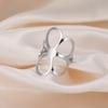 Lemegeton Large Flower Open Rings Women Stainless Steel Gold Color Adjustable Finger Ring Bohemian Jewelry Wedding Gift
