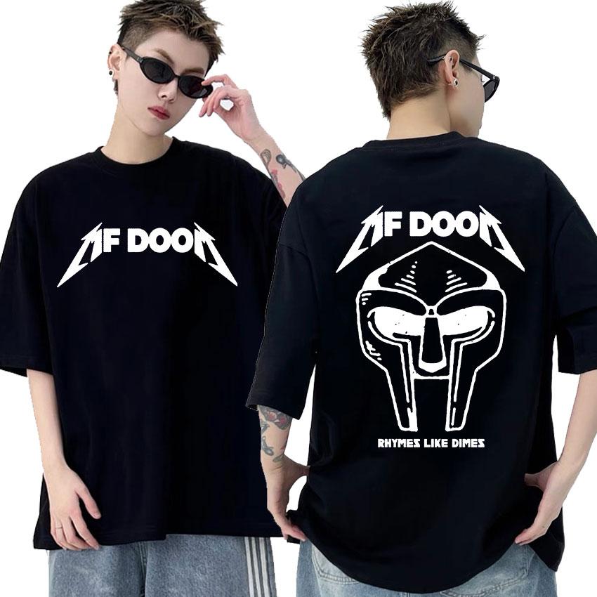 Rapper Mf Doom Grafik T-Shirts Madvillainy Metal Musik Album T-Shirt Herren Damen Punk Vintage Übergroßes Baumwoll-T-Shirt Streetwear
