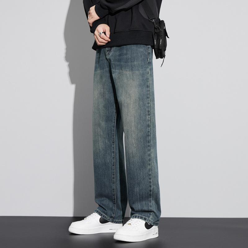 Spring and Summer New Jeans Wide-leg Pants Drape Men's Loose and Versatile Straight-leg Pants Show Height Casual Trousers Wholesale