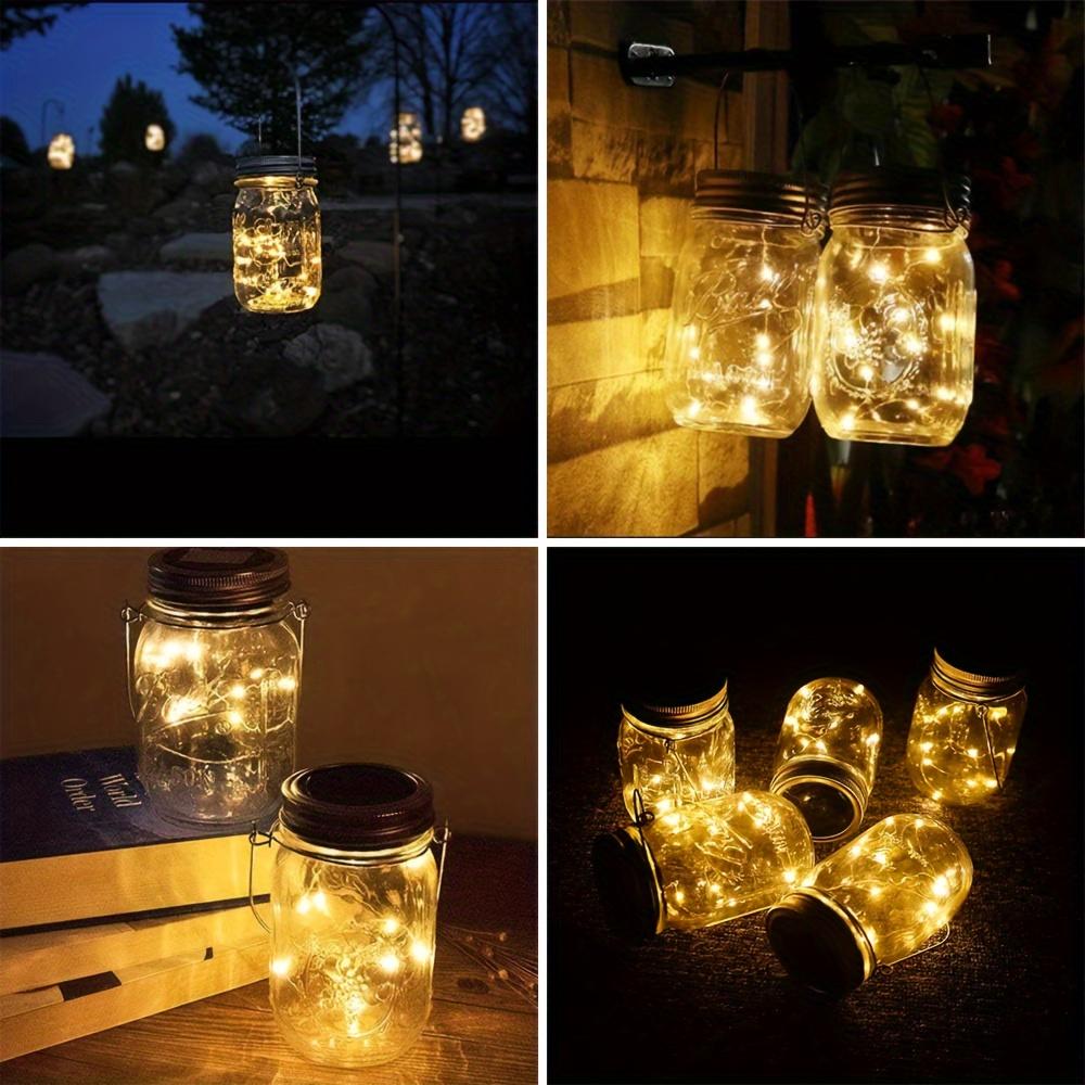 Solar Mason Jar Lights 8 Pack 30 LEDS Waterproof Fairy Firefly Jar Lids String Light for Patio Yard Garden Decor Lamp (NO JARS)