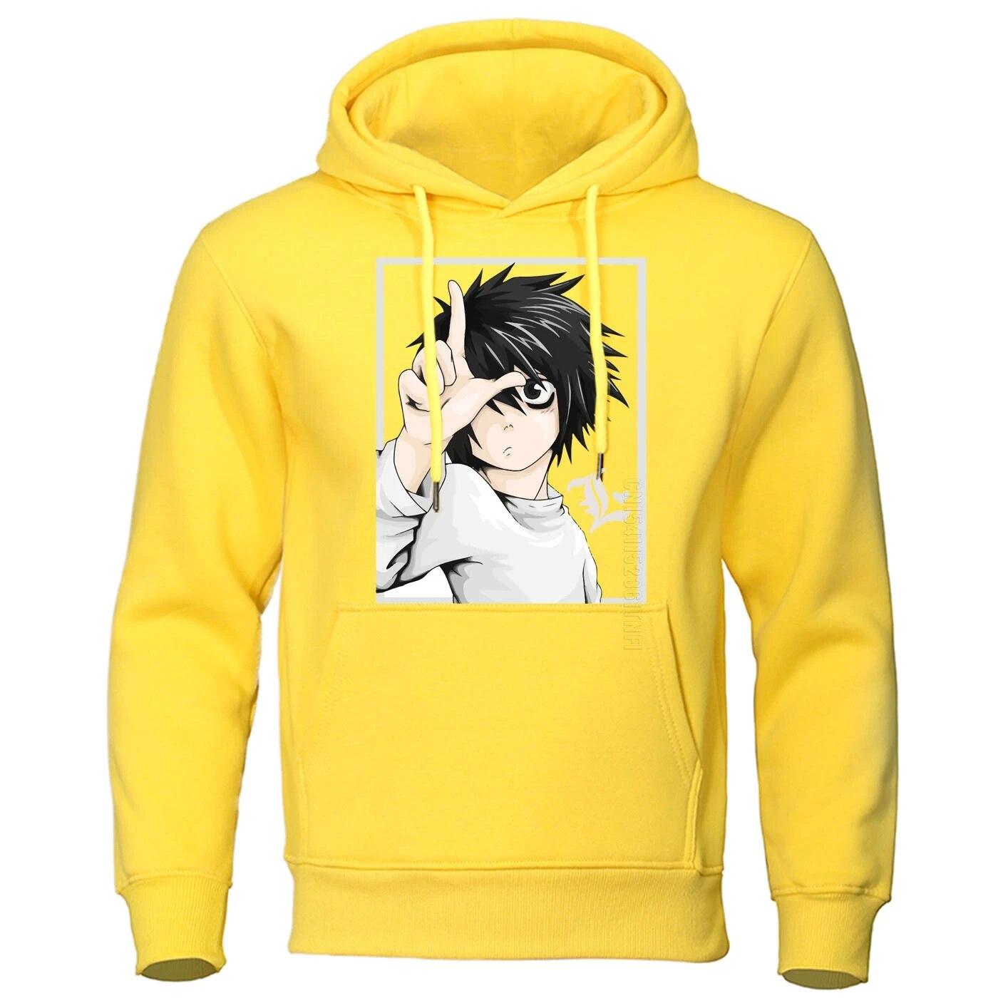 

Осенняя толстовка унисекс, толстовки в стиле японского аниме «Тетрадь смерти», уличная одежда, забавный пуловер унисекс, теплая толстовка в стиле Харадзюку 4XL