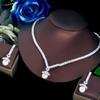 CMM Elegant Dangle Drop White Cubic Zirconia Women Party Necklace Earrings Artificial Pearl Jewelry Set