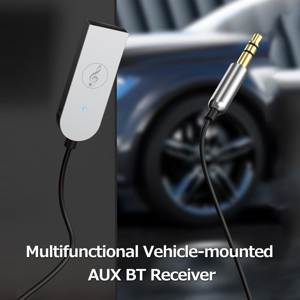 Vehicle-mounted BT Receiver 3.5mm AUX To BT5.0 Adapter Built-in Microphone AUX Input Compatible