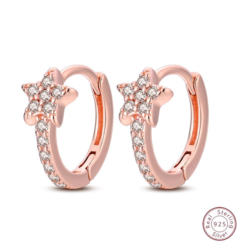 925 Ayar Burgu Halka Küpeler Minimalist Altın Yuvarlak Moda Zirkon Tokalı Düğün Takısı Kadınlar İçin Hediye