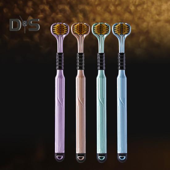 2Pcs Three-Sided Toothbrush Soft Bristles Ergonomic Handle Adult Toothbrush Portable Travel Companion Toothbrush