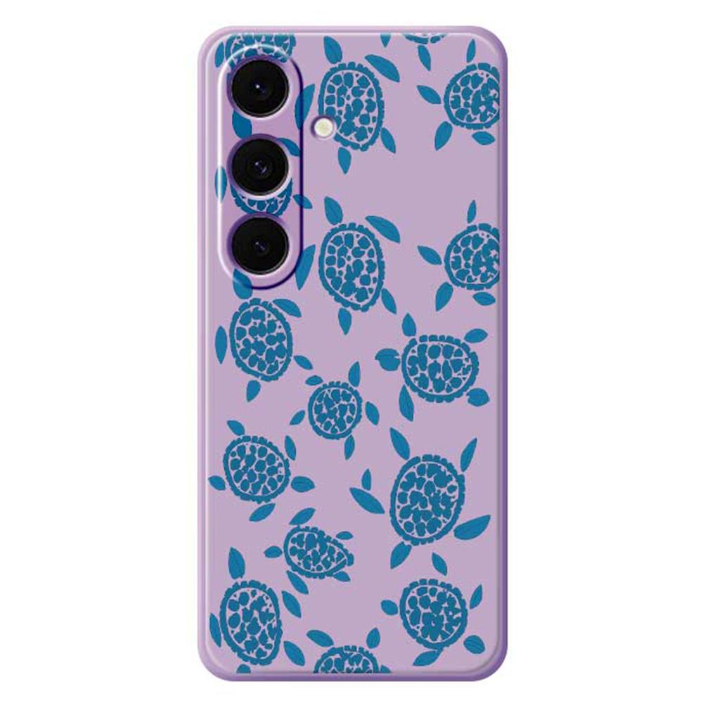 

For Samsung Galaxy S24 FE Case Blue Turtle Pattern Printing Straight Edge TPU Phone Back Cover